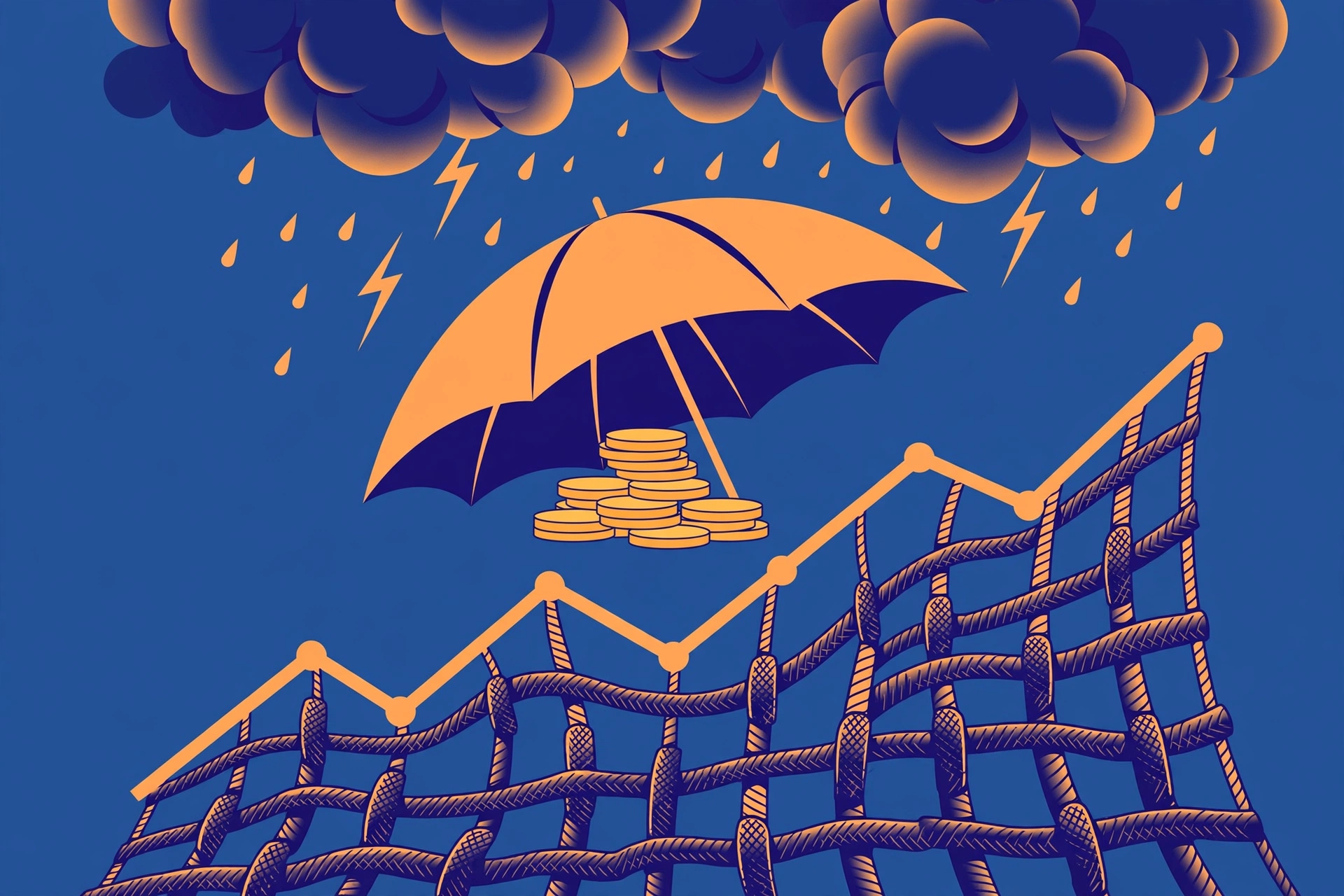 Swing trading risk management: safety net and umbrella protecting gains